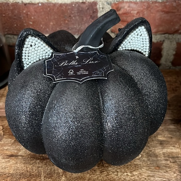 Spooky nights cat beaded pillow NWT Sparkly cat pumpkin by Bella Lux I must have - Picture 7 of 10